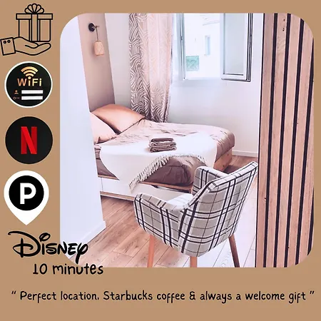Apartamento Easy Check-in 8 Mins Disneyland 35 Mins Paris Free Starbucks Coffee Parking Wifi